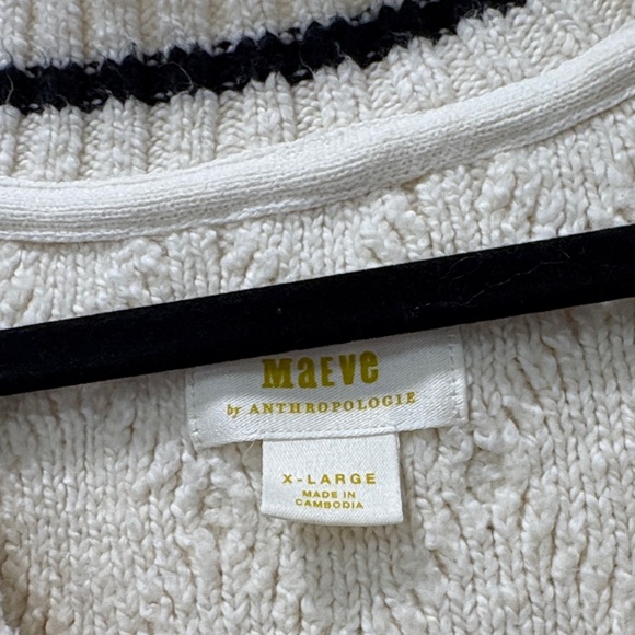 ANTHROPOLOGIE MAEVE THE TILLIE V NECK PULLOVER SWEATER XL PETITE IVORY CHUNKY - Picture 2 of 5